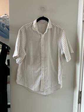 Vince Chatsworth Stripe Short Sleeve Cotton Button-Up Shirt